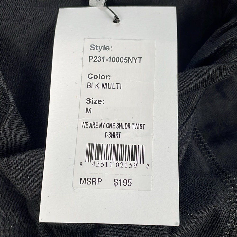 NWT 3.1 Phillip Lim We Are NY One Shoulder Twist T Shirt Tee Black Sz M - Picture 10 of 12